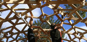 building a wooden geodesic  house